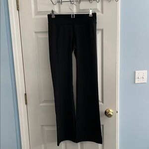 Black Boot Cut Pants with Stretchy Fabric and Wide Waistband